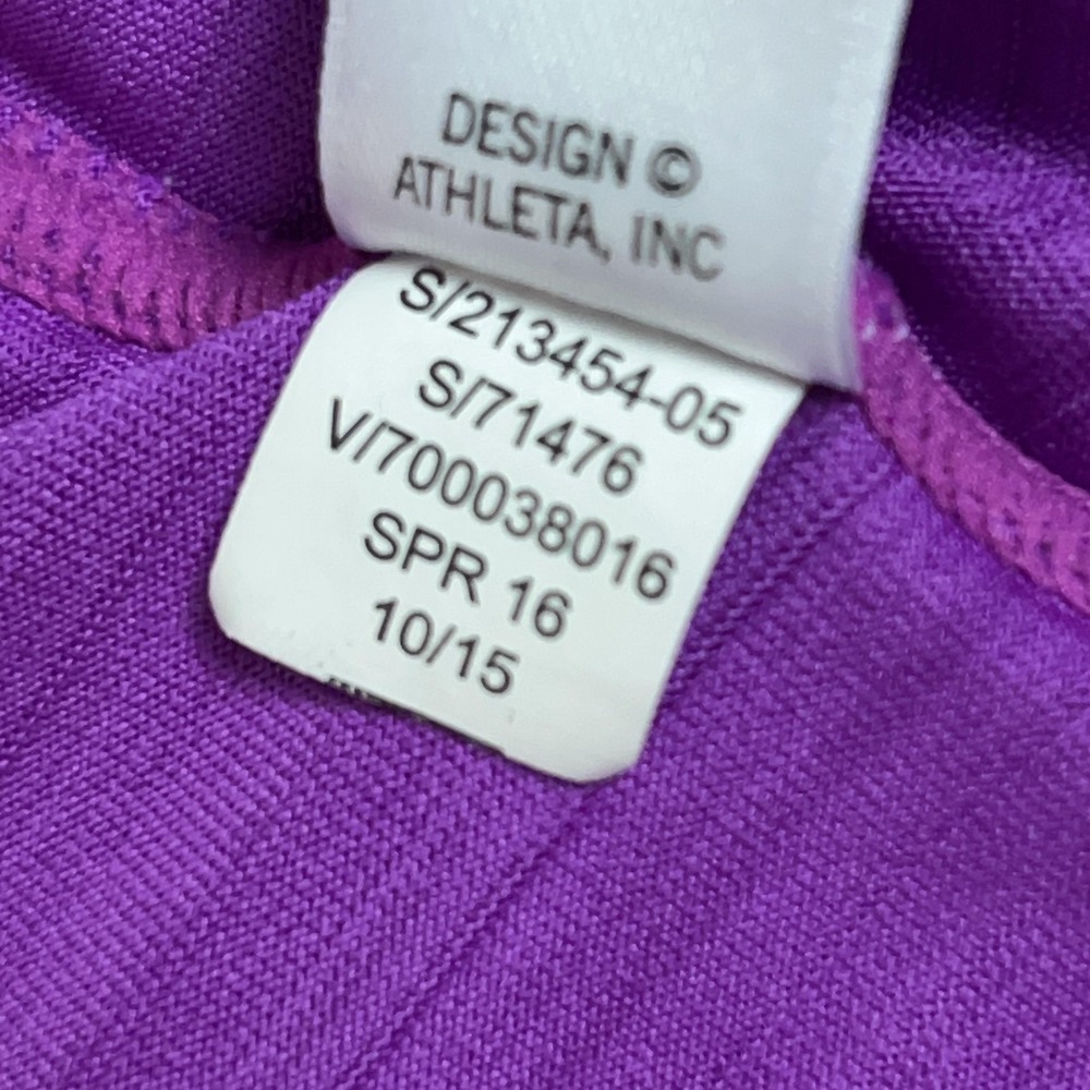 Athleta Shirt Womens Medium Purple Striped UPF Zip Hooded Running Gym Workout - Picture 7 of 11